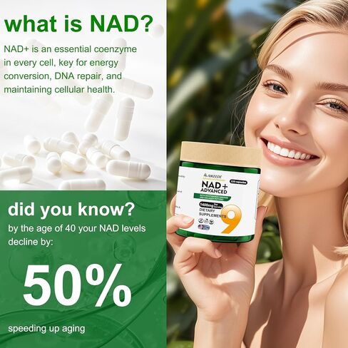 NAD Supplements,Liposomal NAD+ with Resveratrol,1400mg Per Serving,120 Capsules,Supplements for Anti-Aging,Skin Repair,Fatigue Relief,Immunity Enhancement and Antioxidant in Saudi Arabia