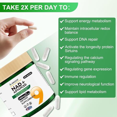NAD Supplements,Liposomal NAD+ with Resveratrol,1400mg Per Serving,120 Capsules,Supplements for Anti-Aging,Skin Repair,Fatigue Relief,Immunity Enhancement and Antioxidant in Saudi Arabia