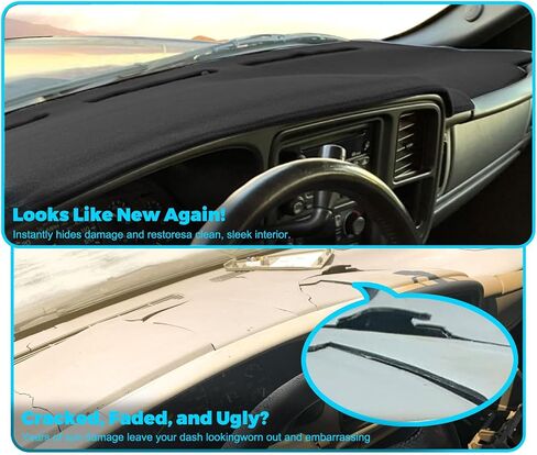 GZSH DASH COVER MAT FIT لـ GMC Sierra/Chevy Silverado 1500 2500 3500 HD 1999-2006 ， GMC Yukon/Yukon XL/Chevy Suburban/Tahoe Avalanche 2000-2006 مع فرشاة الغبار | سهلة التثبيت | | غطاء كامل | in Kuwait