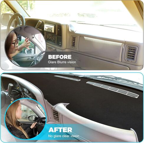 GZSH DASH COVER MAT FIT لـ GMC Sierra/Chevy Silverado 1500 2500 3500 HD 1999-2006 ， GMC Yukon/Yukon XL/Chevy Suburban/Tahoe Avalanche 2000-2006 مع فرشاة الغبار | سهلة التثبيت | | غطاء كامل | in Kuwait