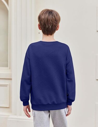 Arshiner Boys Sweatshirts Long Sleeve Crewneck Pullover Shirt Kids Fashion Fall Winter Sweater Size 6-14 Years in Saudi Arabia