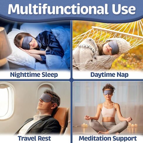 100% Tencel Eye Mask - Sleeping Mask, Sleep Eye Mask Men, Light Blocking Sleep Masks for Women, Sleep+mask Eye Shade Cover for Travel, Night Eye Masks Sleep Blindfold Eye Pillow Blackout Black Eyemask in Saudi Arabia