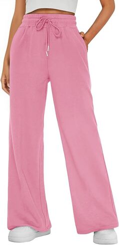 Wide Leg Sweatpants Women Lounge Pants Baggy Track Drawstring Lightweight Sweat Pants with Pockets in Saudi Arabia
