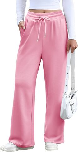 Wide Leg Sweatpants Women Lounge Pants Baggy Track Drawstring Lightweight Sweat Pants with Pockets in Saudi Arabia