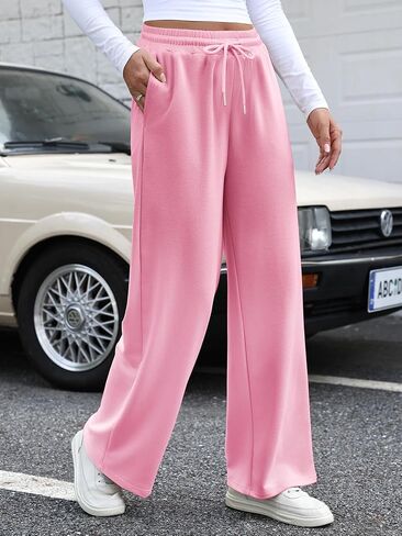 Wide Leg Sweatpants Women Lounge Pants Baggy Track Drawstring Lightweight Sweat Pants with Pockets in Saudi Arabia