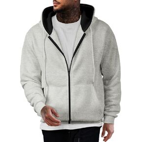 Mens Fleece Hooded Sweatshirt Winter Full Zip Jackets Long Sleeve Outerwear with Multi Pockets in Saudi Arabia