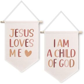 ChissNook I Am a Son of the King Christian Canvas Banner, Bible Verse Scripture Hanging Pennant Banner Flags Wall Display, Religious Wall Decor for Kids Boys Room Bedroom Nursery Playroom in Kuwait