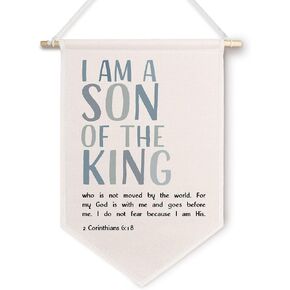 ChissNook I Am a Son of the King Christian Canvas Banner, Bible Verse Scripture Hanging Pennant Banner Flags Wall Display, Religious Wall Decor for Kids Boys Room Bedroom Nursery Playroom in Saudi Arabia