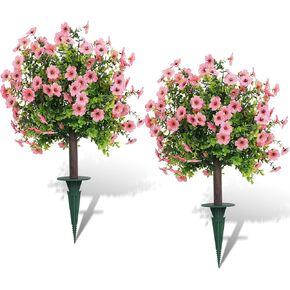 SDDFGLOYW مجموعة من شجيرات اصطناعية للهواء الطلق للأشوارق المزيفة المقاومة للأشعة فوق البنفسجية لشرفة الشرفة الفناء حديقة الساحة ديكور 17.7 بوصة (وردي.) in Kuwait