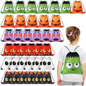 Shihanee 36 Pcs Halloween Drawstring Bags Set Bulk - Halloween Drawstring Backpack Party Supplies for Kids Girls Boys Gym Supplies (Cartoon Style) in Saudi Arabia