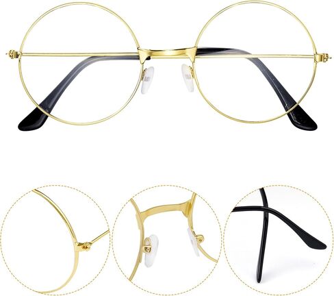 نظارات Hoyuwak Retro Round Classes Clear Lens Circle Clirces Frescription Frescription Frame Round Round Costume Eyeglasses for Women Men in Kuwait