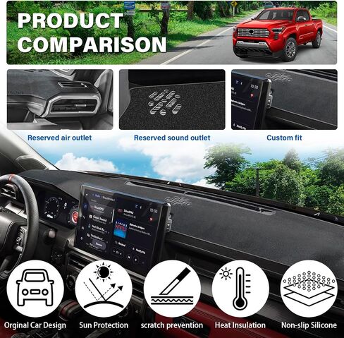 Dash Cover for 2016-2022 2023 Toyota Tacoma Dashboard Cover Mat, Sunshade Non-Slip Center Console Sunshield Protector Mat Pad (Black Trim) in Saudi Arabia