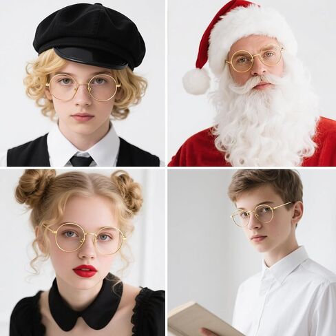 نظارات Hoyuwak Retro Round Classes Clear Lens Circle Clirces Frescription Frescription Frame Round Round Costume Eyeglasses for Women Men in Kuwait