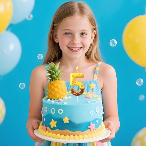 9th Birthday Cake Decoration, Playful Green and Pink with Purple Printed Number 9 Birthday Candle, Suitable for Ocean Cartoon Theme Party Supplies and Celebration Decorations(Pink 9) in Kuwait