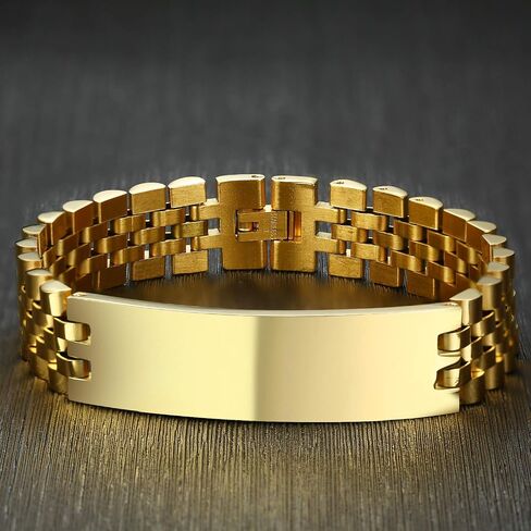 DIB Free Engraving تخصيص سوار سلسلة ارتباط معرف معرف معرف على نطاق واسع للرجال 8.5 " in Kuwait