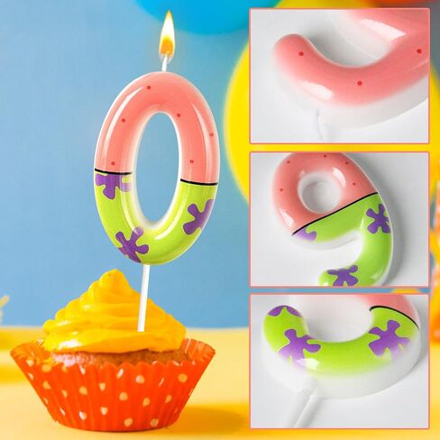 تزيين كعكة عيد الميلاد التاسع ، الأخضر والوردي مع شمعة عيد ميلاد مطبوعة الأرجواني ، مناسبة لمستلزمات حفلات الكاريكاتير في المحيط وزينة الاحتفال (الوردي 9) in Kuwait