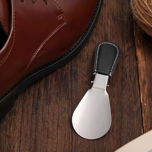 4.7inch Stainless Steel Shoe Horn withLeather Handle,for Seniors and Adults Shoehorn for All Shoe Types in Saudi Arabia