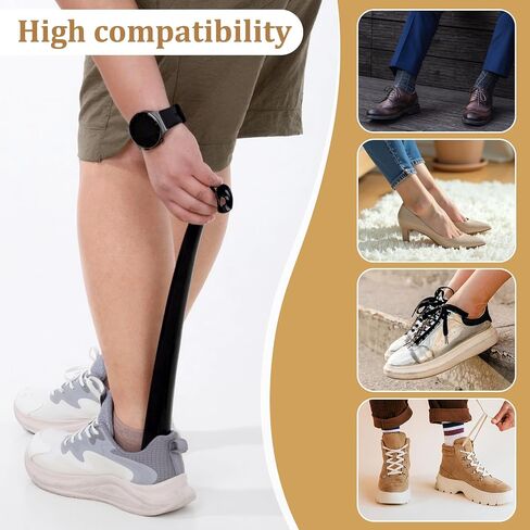 2 PCS Shoe Horn Long Handle, 17" Long Shoe Horn Plastic Shoes Horns Black Shoehorn Boot Shoes Helper for Men Women Kids Seniors in Kuwait