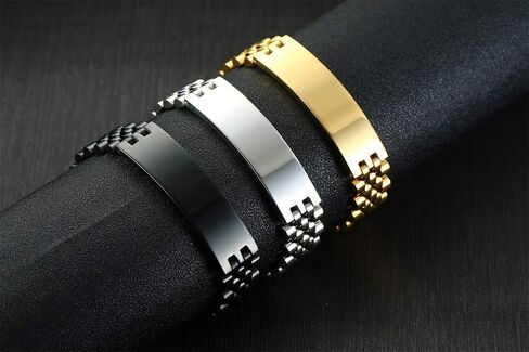 DIB Free Engraving تخصيص سوار سلسلة ارتباط معرف معرف معرف على نطاق واسع للرجال 8.5 " in Kuwait