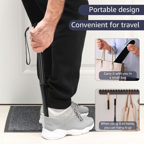 Long Shoe Horn Telescopic 43cm-85cm Ergonomic Shoe Horn with Comfortable Grip Portable Shoehorn with Storage Bag for Seniors Men Women Kids or Adults in Saudi Arabia