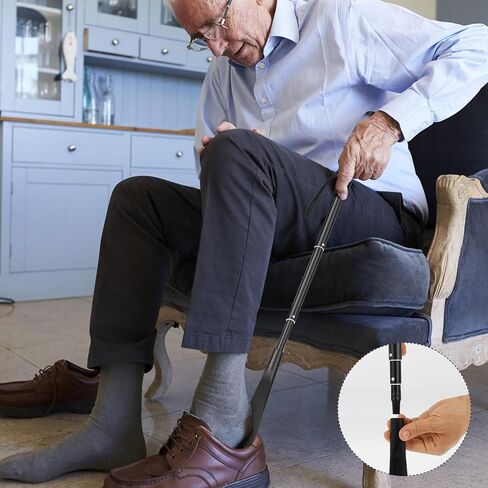 Long Shoe Horn Telescopic 43cm-85cm Ergonomic Shoe Horn with Comfortable Grip Portable Shoehorn with Storage Bag for Seniors Men Women Kids or Adults in Saudi Arabia