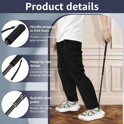 Long Shoe Horn Telescopic 43cm-85cm Ergonomic Shoe Horn with Comfortable Grip Portable Shoehorn with Storage Bag for Seniors Men Women Kids or Adults in Saudi Arabia