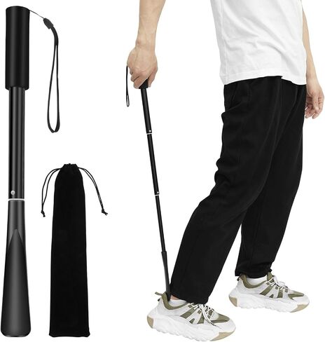 Long Shoe Horn Telescopic 43cm-85cm Ergonomic Shoe Horn with Comfortable Grip Portable Shoehorn with Storage Bag for Seniors Men Women Kids or Adults in Saudi Arabia