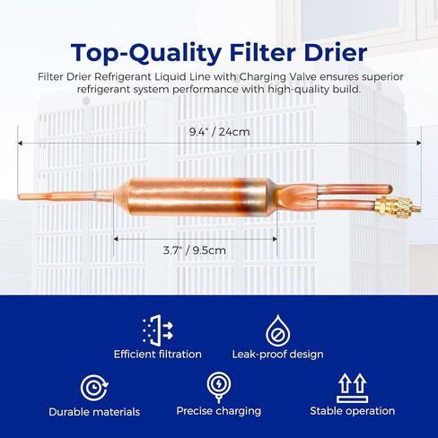 3 PCS Filter Drier Liquid Line مع صمام الشحن ، 25 غرام 1/4 × 1/4 ، متوافق مع R12 ، R22 ، R134A ، R407C in Saudi Arabia