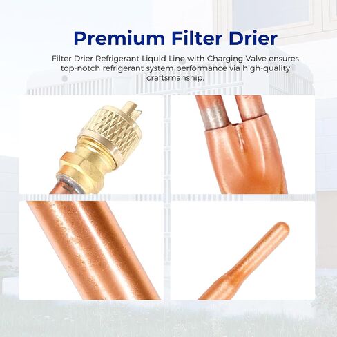 3 PCS Filter Drier Liquid Line مع صمام الشحن ، 25 غرام 1/4 × 1/4 ، متوافق مع R12 ، R22 ، R134A ، R407C in Saudi Arabia