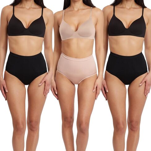 Skinnygirl Women's High Waist Tummy Control Seamless Shaping Briefs, 3-Pack in Kuwait