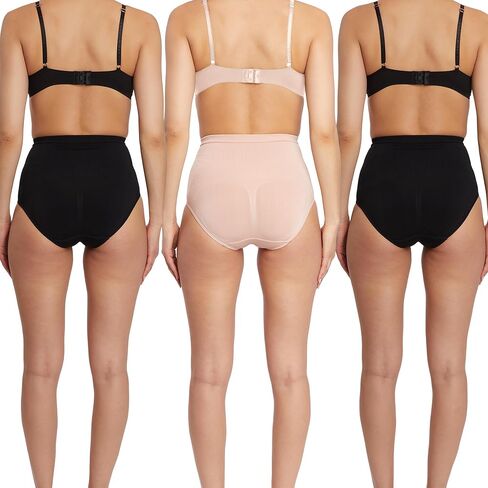 Skinnygirl Women's High Waist Tummy Control Seamless Shaping Briefs, 3-Pack in Kuwait