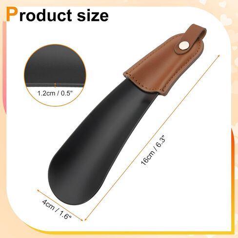 HARFINGTON Shoe Horn 6.3" Metal Leather Curved Handle Shoe Helper Metal Shoehorns for Women Men Adults Seniors Boots, Brown Black in Saudi Arabia
