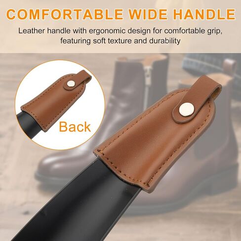 HARFINGTON Shoe Horn 6.3" Metal Leather Curved Handle Shoe Helper Metal Shoehorns for Women Men Adults Seniors Boots, Brown Black in Saudi Arabia