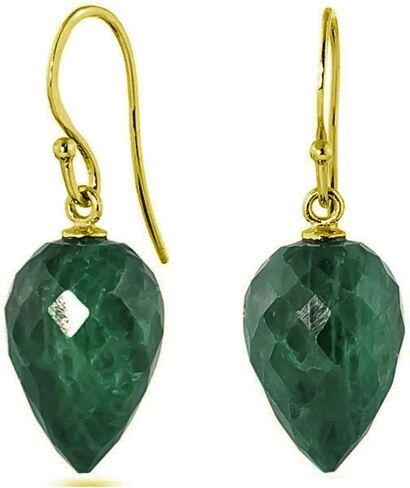 Galaxy Gold GG 14k Solid White Rose Yellow Gold Fish Hook Earrings with Natural Pointy Briolette Emeralds in Kuwait