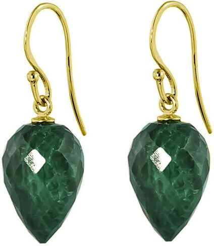 Galaxy Gold GG 14k Solid White Rose Yellow Gold Fish Hook Earrings with Natural Pointy Briolette Emeralds in Kuwait