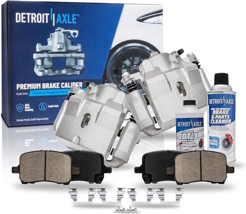 Detroit Axle - Front Brake Kit for 06-12 Chevy Malibu, 08-10 Pontiac G6 07-09 Saturn Aura, Disc Brakes Calipers Ceramic Brake Pads 2008 2009 2010 2011 2012 Replacement in Saudi Arabia