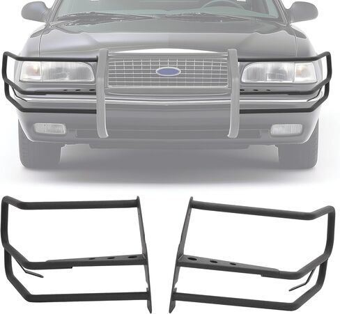 واقي الفرشاة الأمامية Kuafu متوافق مع 2003-2011 Ford Crown Victoria Bumper Grille Grille Guard Bar Bar Bar Steel Powder LH+RH (فقط الجانبين ، بدون مركز) in Saudi Arabia