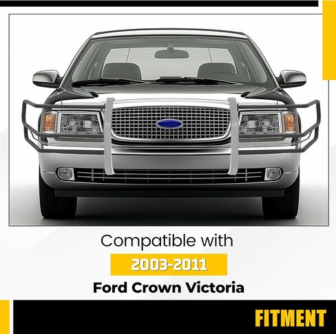 واقي الفرشاة الأمامية Kuafu متوافق مع 2003-2011 Ford Crown Victoria Bumper Grille Grille Guard Bar Bar Bar Steel Powder LH+RH (فقط الجانبين ، بدون مركز) in Saudi Arabia