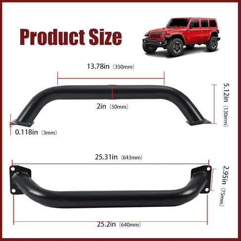 واقي الفرشاة متوافق مع 2018-2025 Jeep Wrangler JL & 2020-2025 Gladiator JT Steel Bull Bar Grille Grille Guard يحل محل 82215351 in Kuwait