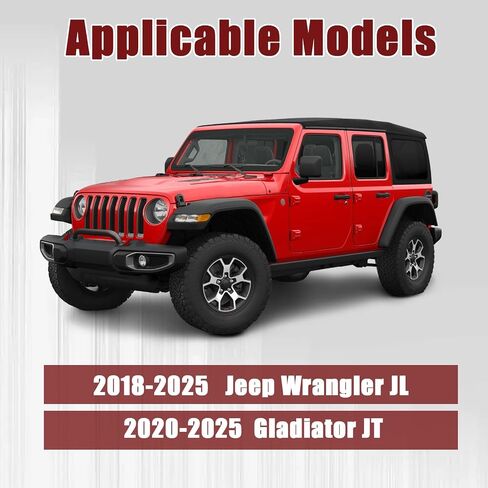 واقي الفرشاة متوافق مع 2018-2025 Jeep Wrangler JL & 2020-2025 Gladiator JT Steel Bull Bar Grille Grille Guard يحل محل 82215351 in Kuwait