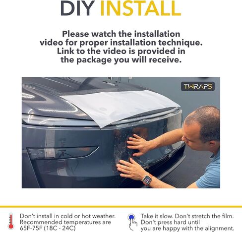 TWRAPS Mini Bumper PPF لـ Tesla Model Y (قبل نوفمبر 2022، أجهزة استشعار وقوف السيارات)، غطاء فيلم حماية الطلاء المضاد للخدش مناسب حسب الطلب، شفاء ذاتي، كامل مع مجموعة التثبيت، ملحقات Tesla Model Y in Kuwait