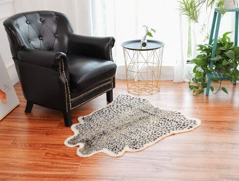 Cow Print Rug，3.6Wx2.5L Feet Faux Cowhide Skin Rug Animal Printed Area Rug Carpet for Bedroom,Home Office, Livingroom in Kuwait