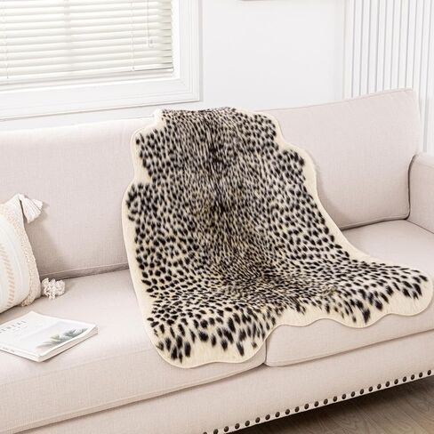 Cow Print Rug，3.6Wx2.5L Feet Faux Cowhide Skin Rug Animal Printed Area Rug Carpet for Bedroom,Home Office, Livingroom in Kuwait