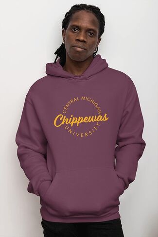 CreateMyTee | Central Michigan University Circular 1 Color Hooded Sweatshirt | in Saudi Arabia