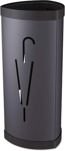 Alba - Triangular Umbrella Stand - Umbrella Holder - High Storage Capacity - Metallic Gray and Black Plastic Trim - PMTRIA2M in Saudi Arabia
