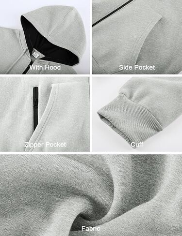 Mens Fleece Hooded Sweatshirt Winter Full Zip Jackets Long Sleeve Outerwear with Multi Pockets in Saudi Arabia