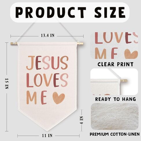 chissnook أنا ابن لافتة King Christian Canvas ، الكتاب المقدس الكتاب المقدس معلقة أعلام راية العصر الجدار ، ديكور الجدار الديني للأطفال in Kuwait