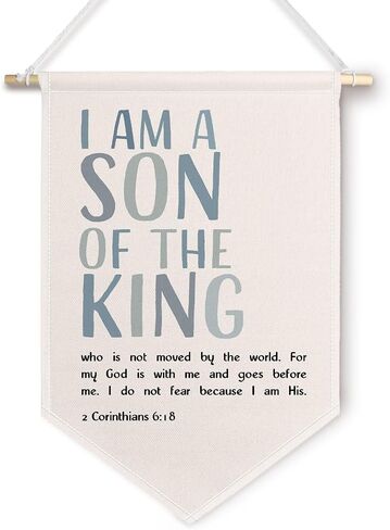 chissnook أنا ابن لافتة King Christian Canvas ، الكتاب المقدس الكتاب المقدس معلقة أعلام راية العصر الجدار ، ديكور الجدار الديني للأطفال in Saudi Arabia