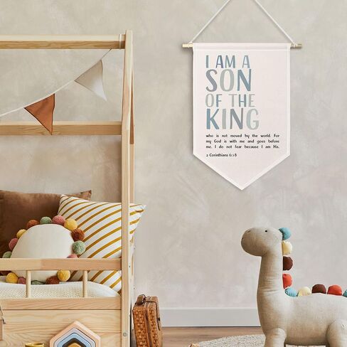 chissnook أنا ابن لافتة King Christian Canvas ، الكتاب المقدس الكتاب المقدس معلقة أعلام راية العصر الجدار ، ديكور الجدار الديني للأطفال in Saudi Arabia