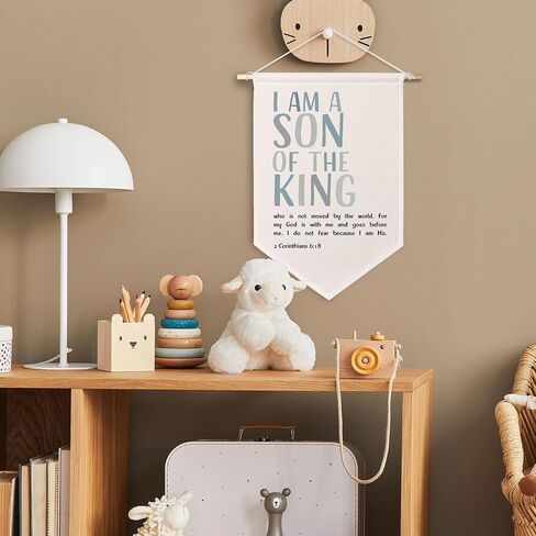 chissnook أنا ابن لافتة King Christian Canvas ، الكتاب المقدس الكتاب المقدس معلقة أعلام راية العصر الجدار ، ديكور الجدار الديني للأطفال in Saudi Arabia
